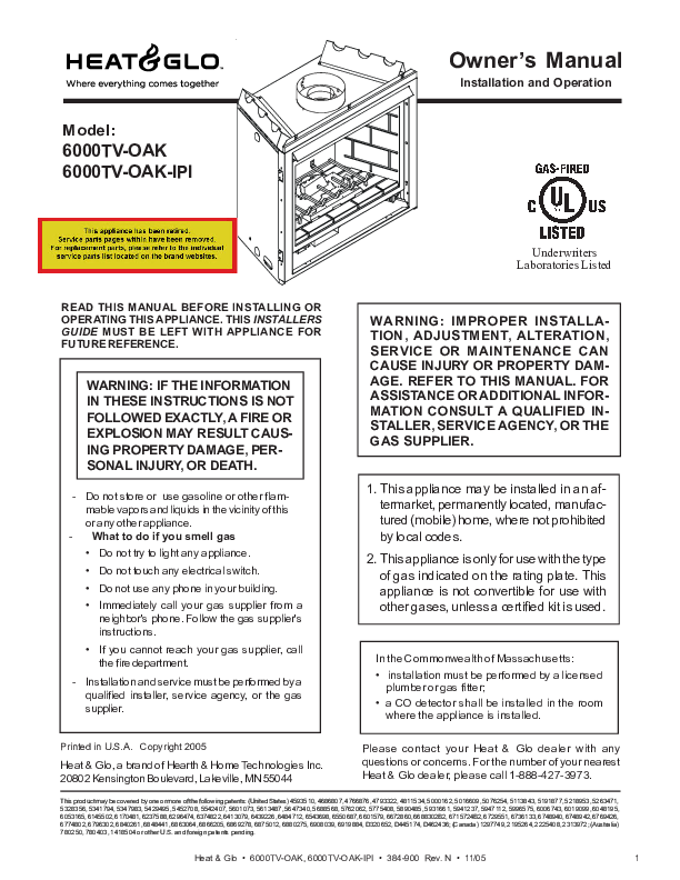 6000TV-OAK-IPI Manual – Fire-Parts.com