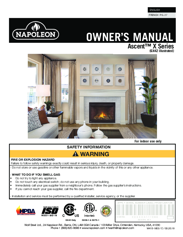 GX36NTR-1, GX36NTRE-1, GX36PTR-1, GX36PTRE-1 Manual – Fire-Parts.com