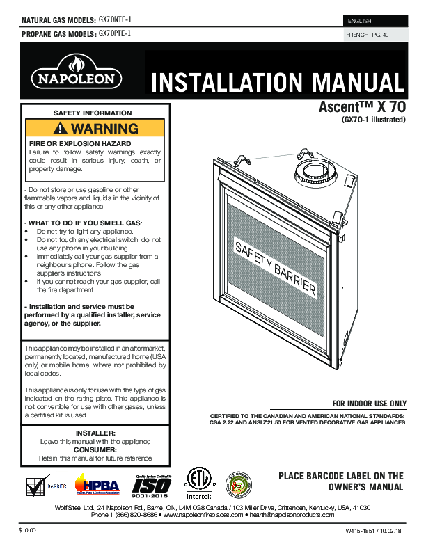 GX70NTE-1, GX70PTE-1 Manual – Fire-Parts.com
