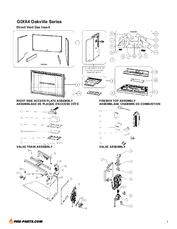 84ページ GDIX4N, GDIX4P Oakville™ X4 Gas Fireplace Insert Manual – Fire