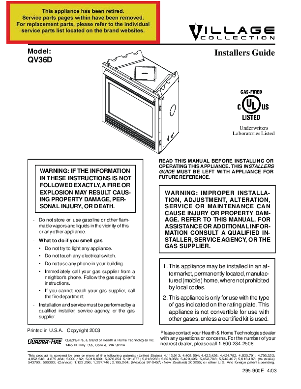 QV36D Manual – Fire-Parts.com